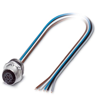 Phoenix Contact M12 Receptacle; SACC-E-FSB-5CON-M16/0;5 SCO; Female; 5-Pin; 5-Wire; B - Reverse Key; Front Mount; 0.5m Lead Wire